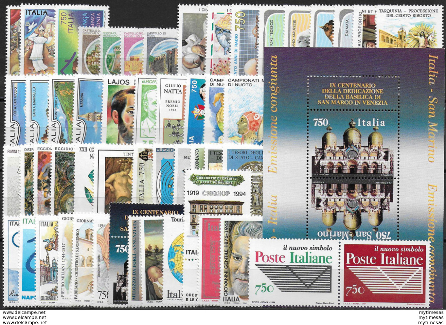 1994 Italia Complete Year 53v. + 1MS MNH - Andere & Zonder Classificatie