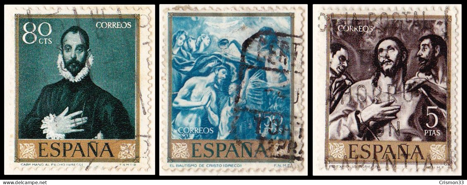 1961 - ESPAÑA -  EL GRECO - LOTE 3 SELLOS - Used Stamps