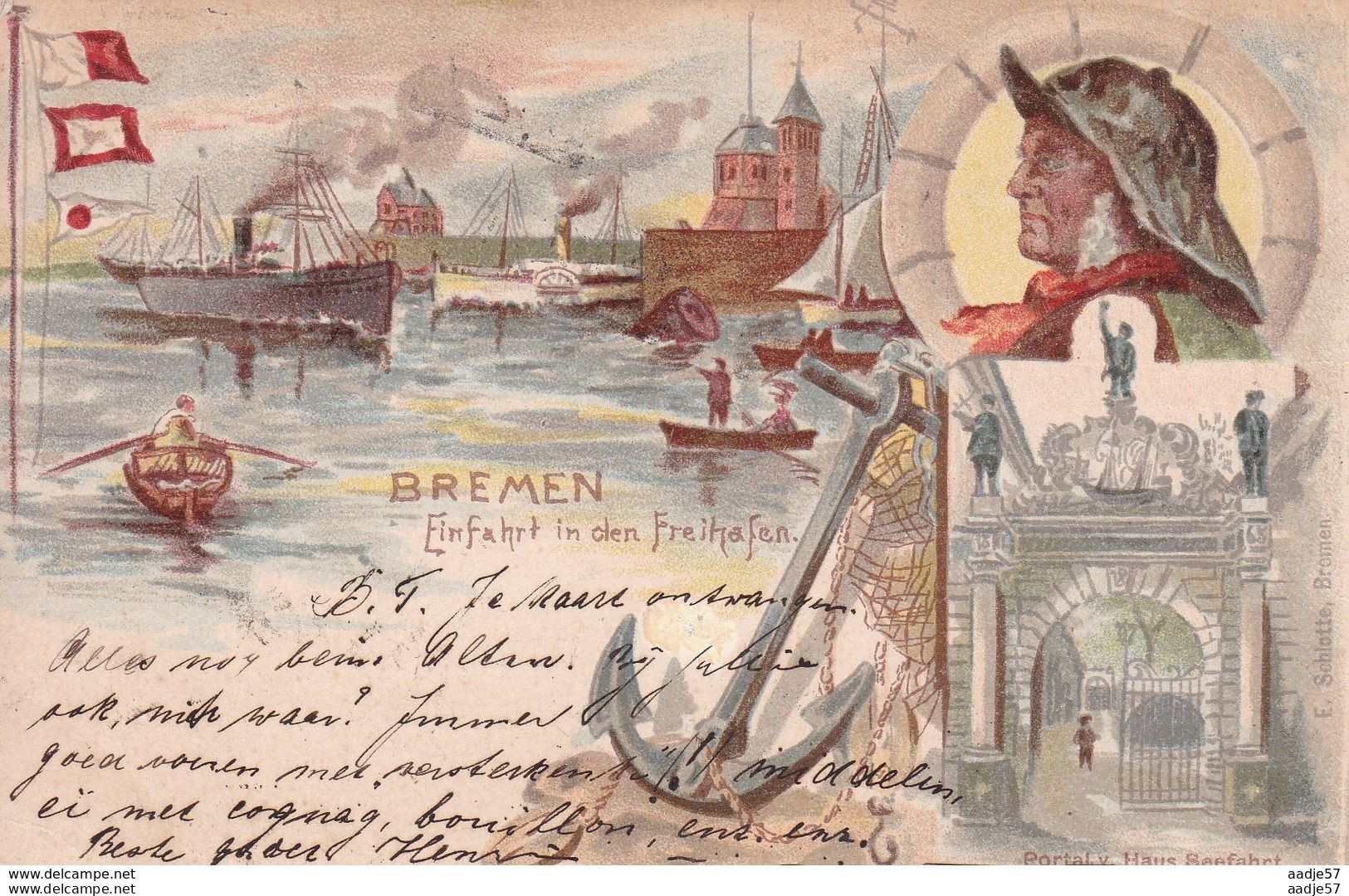 Bremen Einfahrt In Den Freihafen Steamship Dampfler 1901 - Other & Unclassified