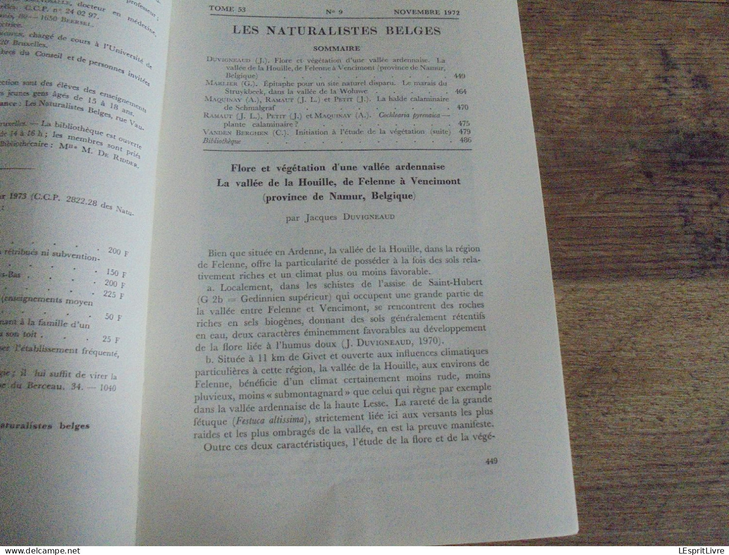 LES NATURALISTES BELGES N° 9 Année 1972 Régionalisme Bassin De La Houille Felenne Vencimont Struykbeek Végétation Flore - Belgium