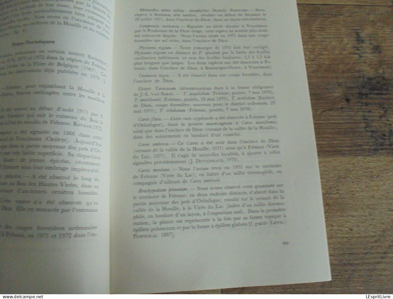 LES NATURALISTES BELGES N° 9 Année 1972 Régionalisme Bassin de la Houille Felenne Vencimont Struykbeek Végétation Flore