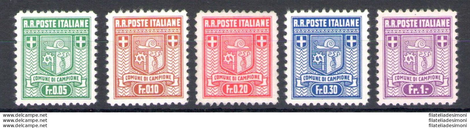 1944 Campione D' Italia, Emissione Autonoma, N. 1a/5a - Stemma Del Comune, I Tiratura - Dentellati 11 1/2 - MNH** - Rara - Other & Unclassified