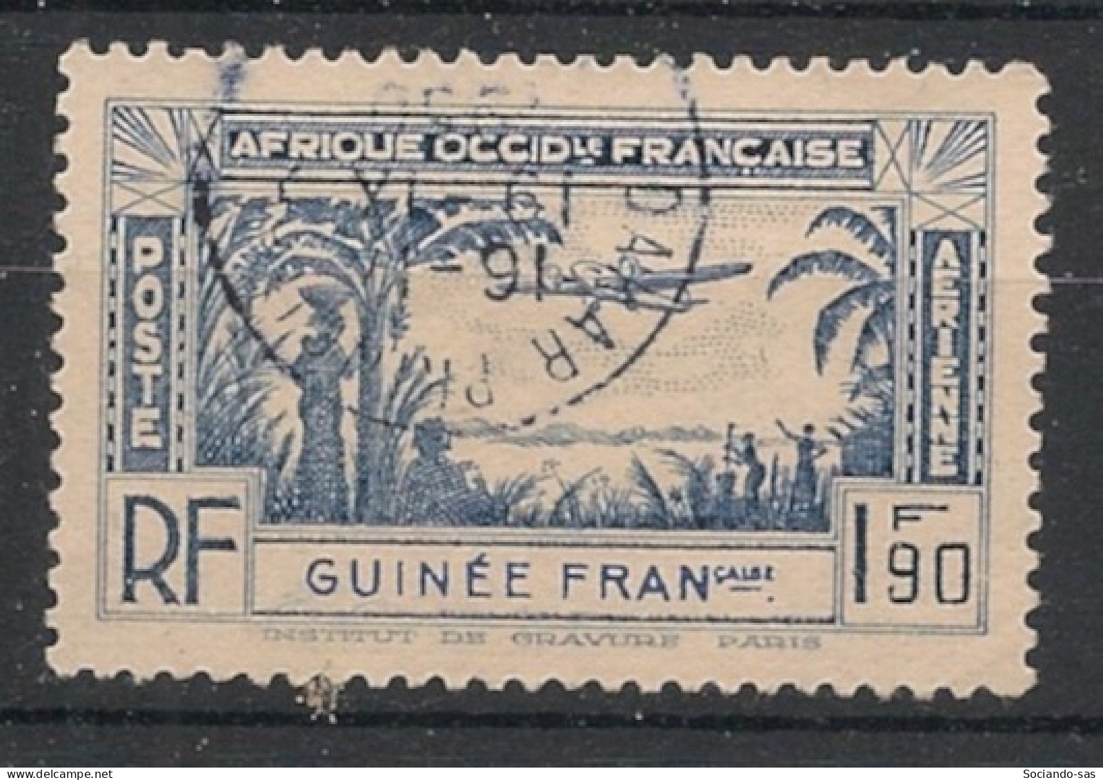 GUINEE - 1940 - Poste Aérienne PA N°YT. 1 - Avion 1f90 Bleu - Oblitéré / Used - Oblitérés