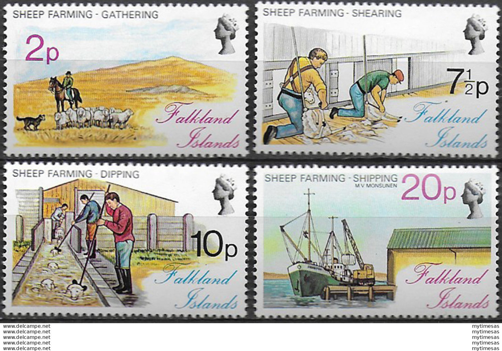 1976 Falkland Islands sheep farming 4v. MNH SG. n. 321/24