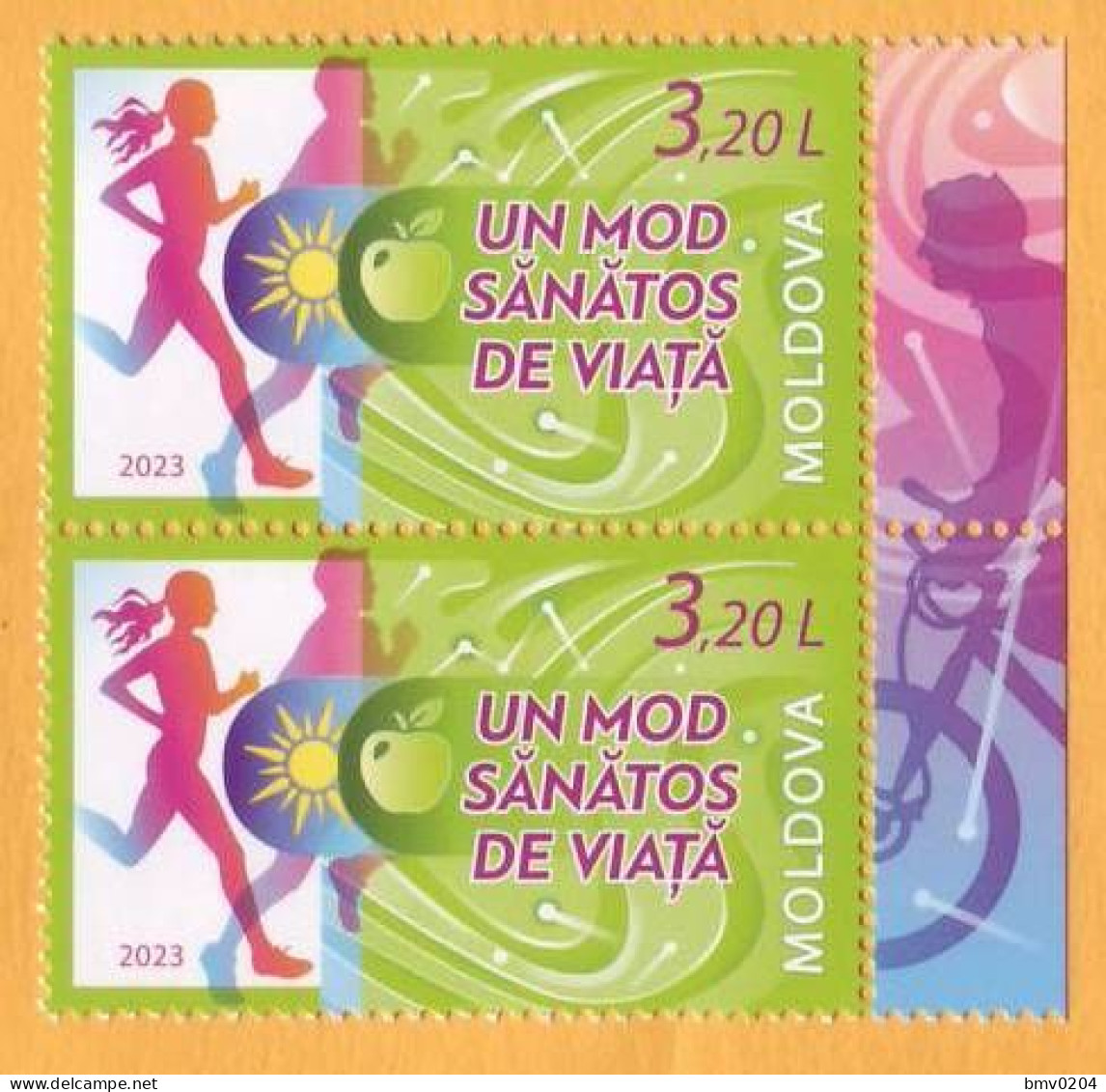 2023  Moldova ”Healthy Lifestyle”, Sports, Cycling, Running  2v Mint - Moldavie