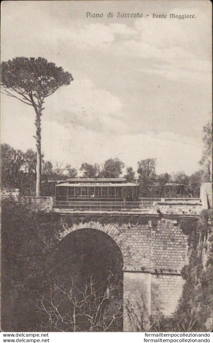 Ah177 Cartolina Piano Di Sorrento Ponte Maggiore Tram Provincia Di Napoli - Napoli (Neapel)