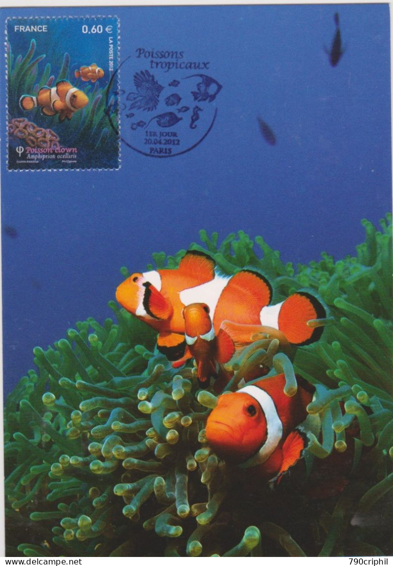 Carte Maximum YT 4646 Poisson Clown Oblt1er Jour Illustrée 20 04 2012 , Faune Marine, Poissons Tropicaux - 2010-2019