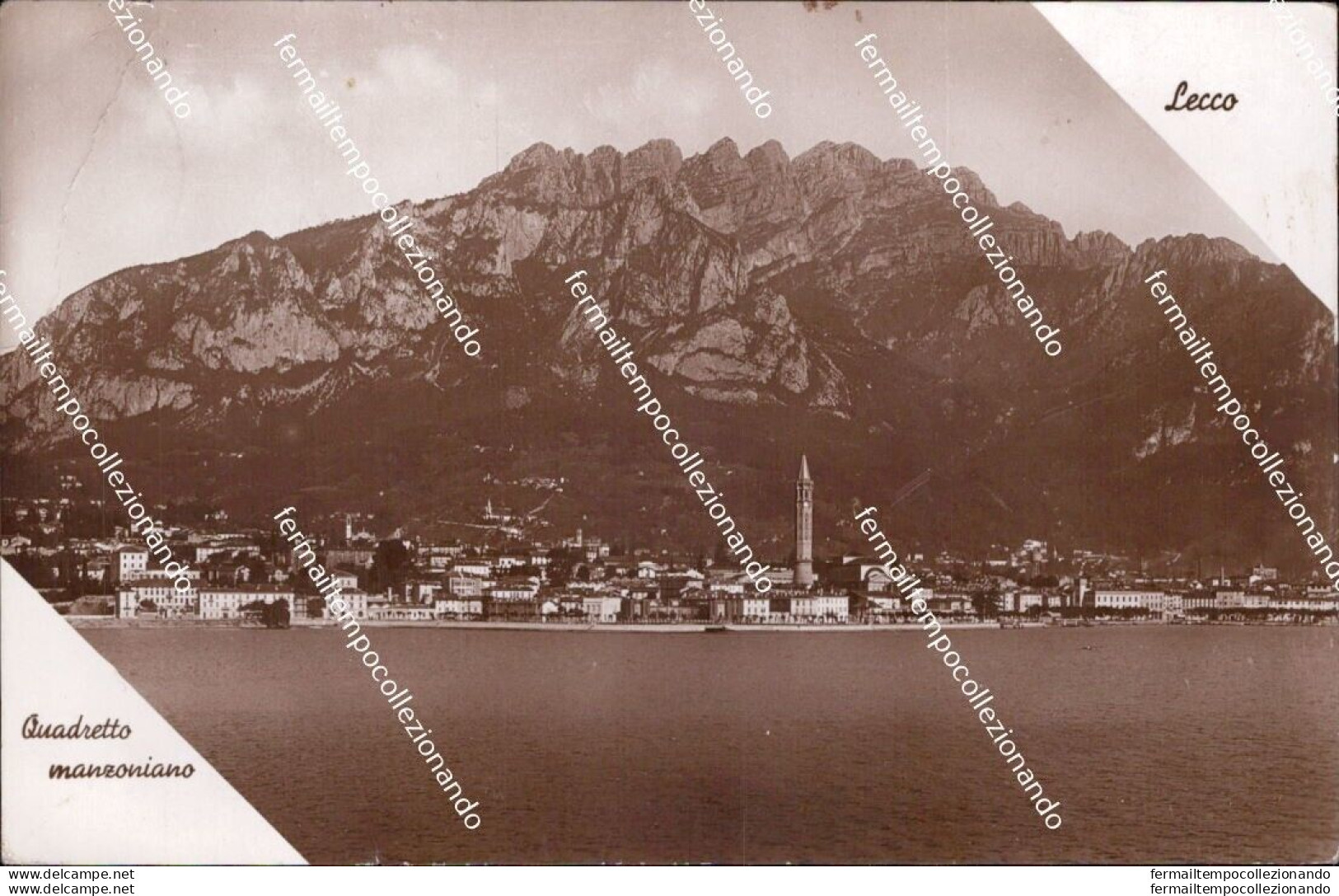 Cm690 Cartolina Lecco Citta' Panorama Sfondo Il Resegone Lombardia 1940 - Lecco