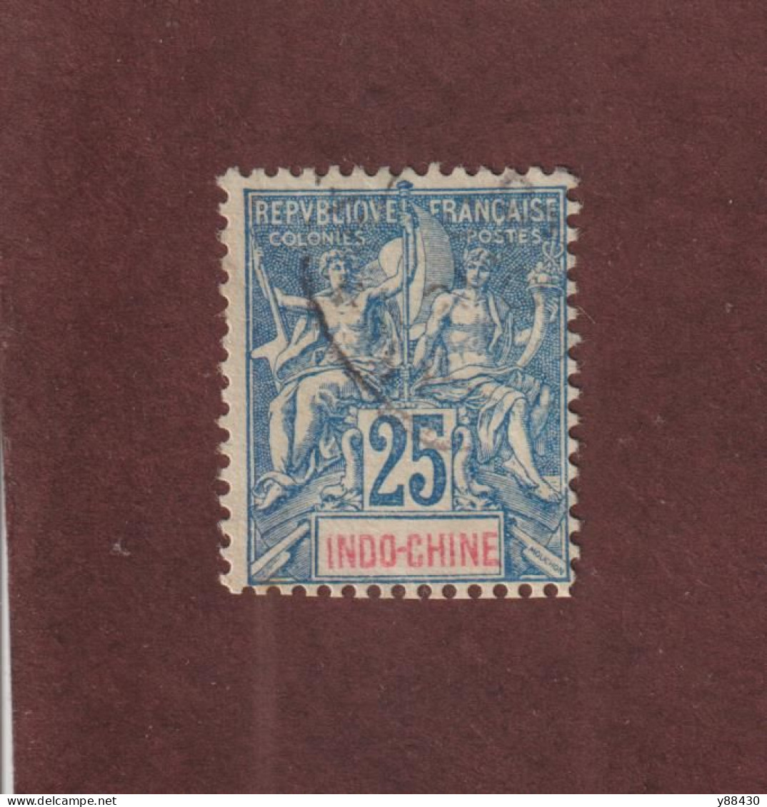 INDOCHINE - Ex. Colonie Française - N° 20 De 1900 -  Oblitéré - Type Colonies . 25c. Bleu - 2 Scan - Oblitérés