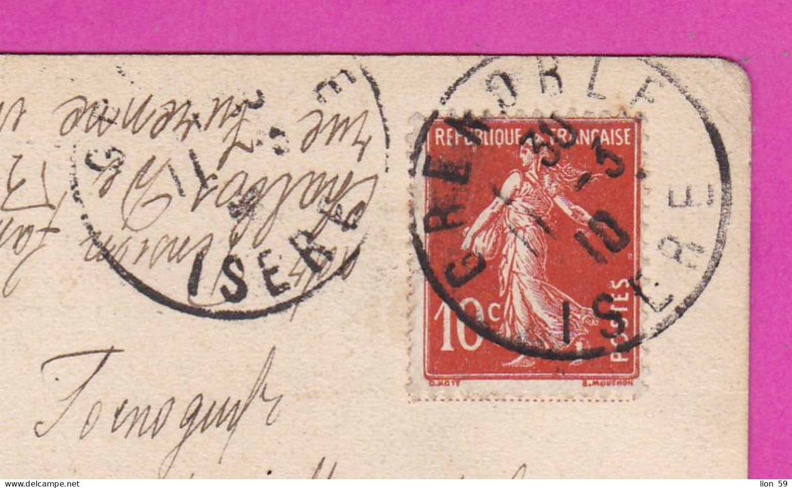 294262 / France - Geneve Les Tours De St. Pierre (Switzerland)  PC 1910 Grenoble USED 10 C. Semeuse ,Varna Bulgaria - Covers & Documents