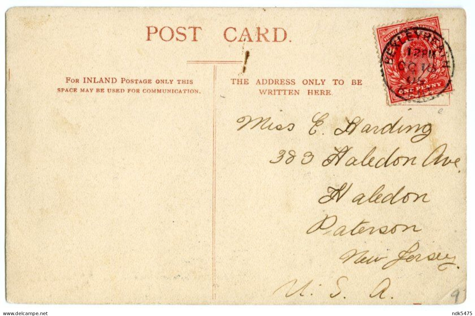 BEXLEYHEATH : YE OLD CROOK LOG - MISSES BRAIN / POSTMARK / PATERSON, NEW JERSEY, HALEDON AVE (HARDING) - London Suburbs