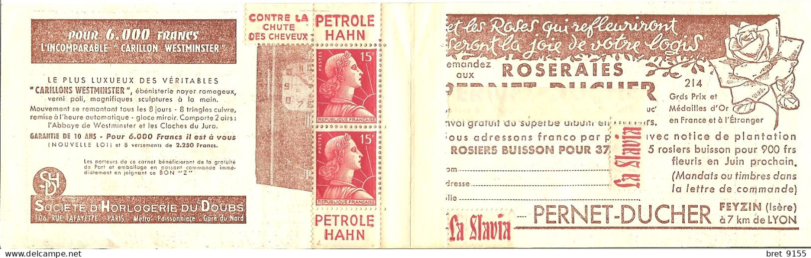 COUVERTURE De CARNET LE BAS CARAT INCHY NORD Avec PUBLICITÉS Sté D HORLOGERIE DU DOUBS ET ROSERAIES PERNET DUCHER - Altri & Non Classificati