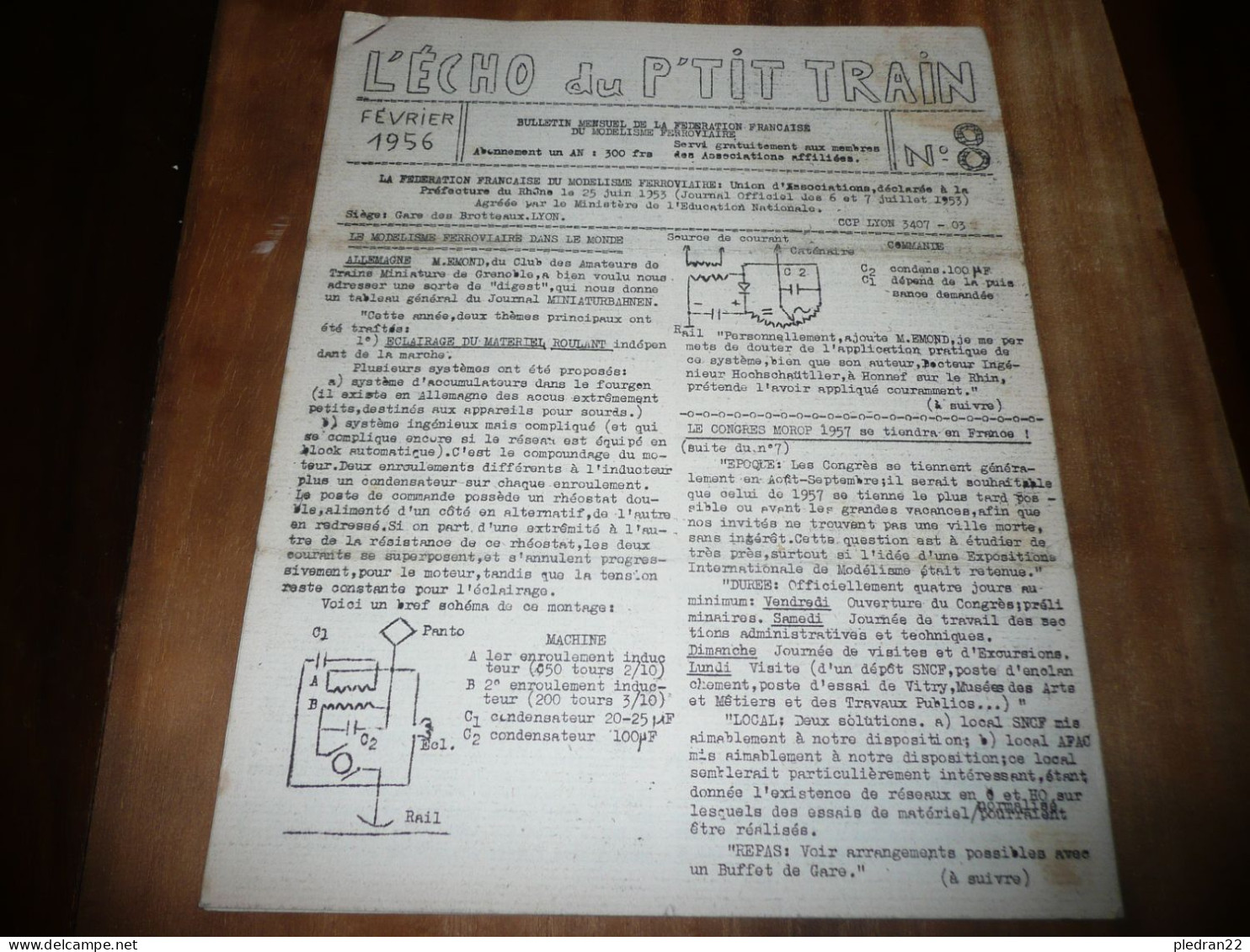 CHEMINS DE FER REVUE L'ECHO DU P'TIT TRAIN N° 8 FEVRIER 1956 MODELISME FERROVIAIRE GARE DES BROTTEAUX LYON - Railway & Tramway