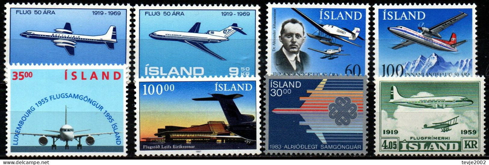 Island - Lot Aus 1959 - 1995 - Postfrisch MNH - Flugzeuge Airplanes - Airplanes