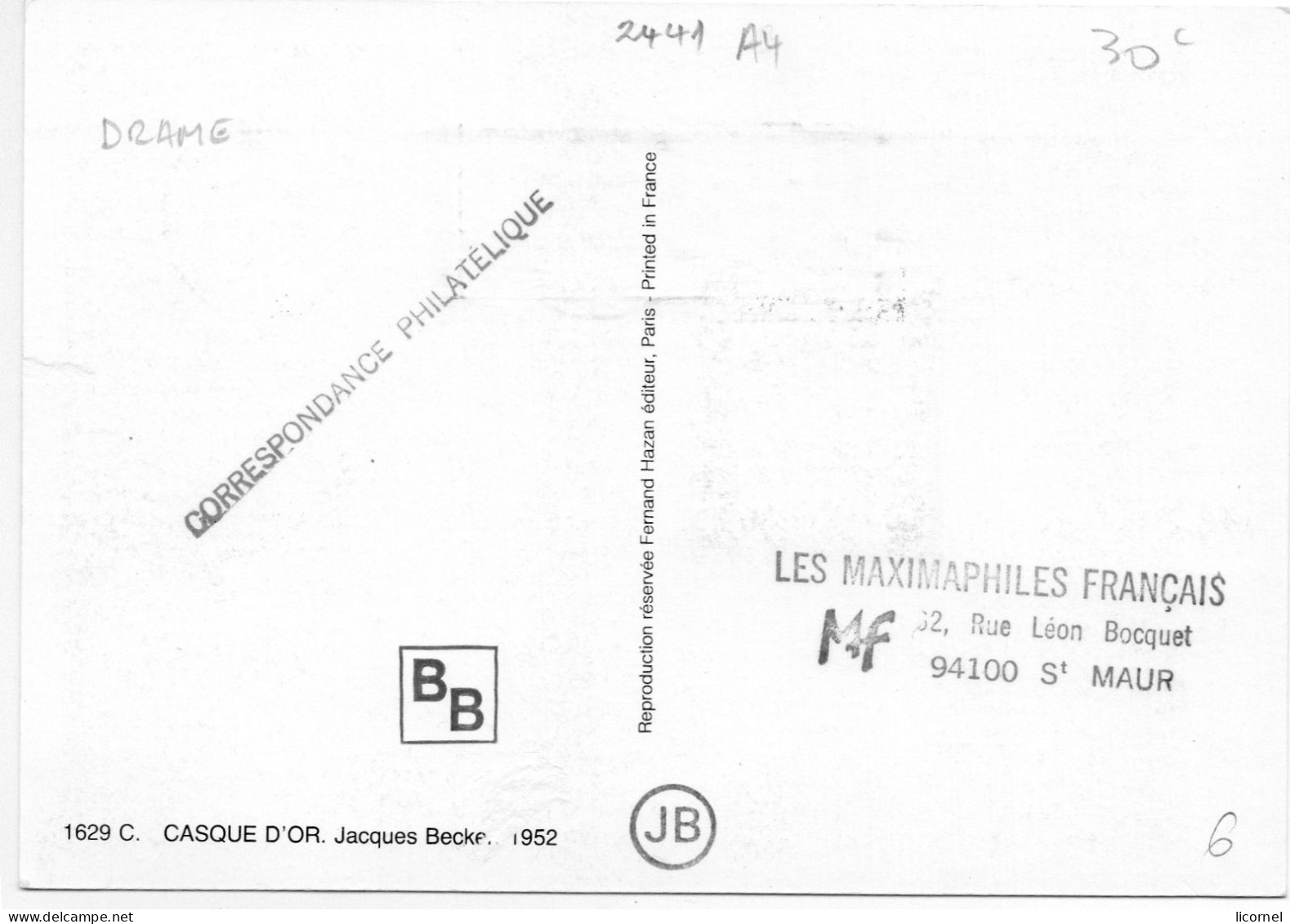 Carte  Maxi  1987  :casque D Or - 1980-1989