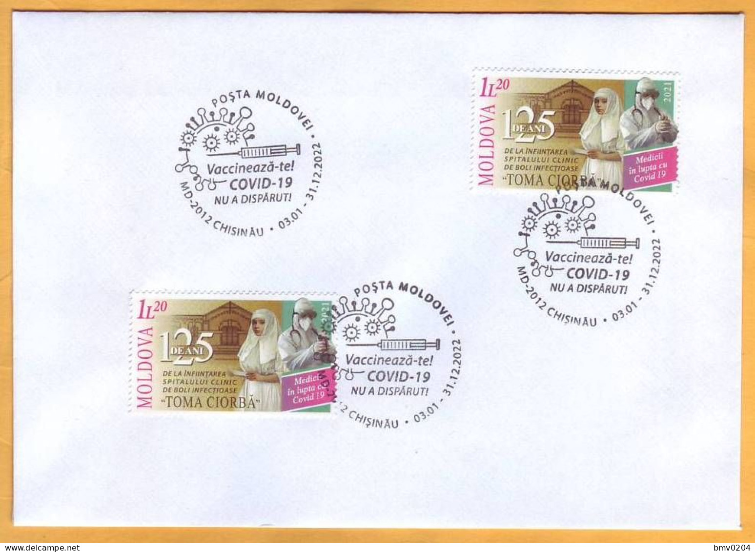 2022 Moldova  Special Postmark „Get Vaccinated! COVID-19 Has Not Disappeared!” - Moldavië