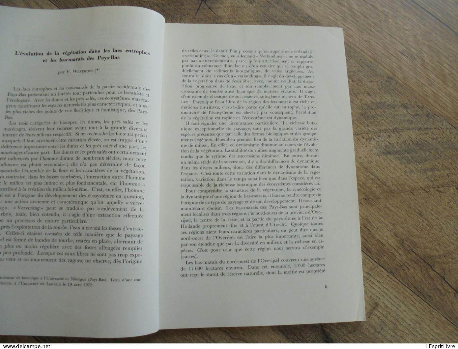 LES NATURALISTES BELGES N° 1 Année 1973 Régionalisme Marais Pays Bas Tourbes Géologie Végétation Des Murs Flore - Belgien