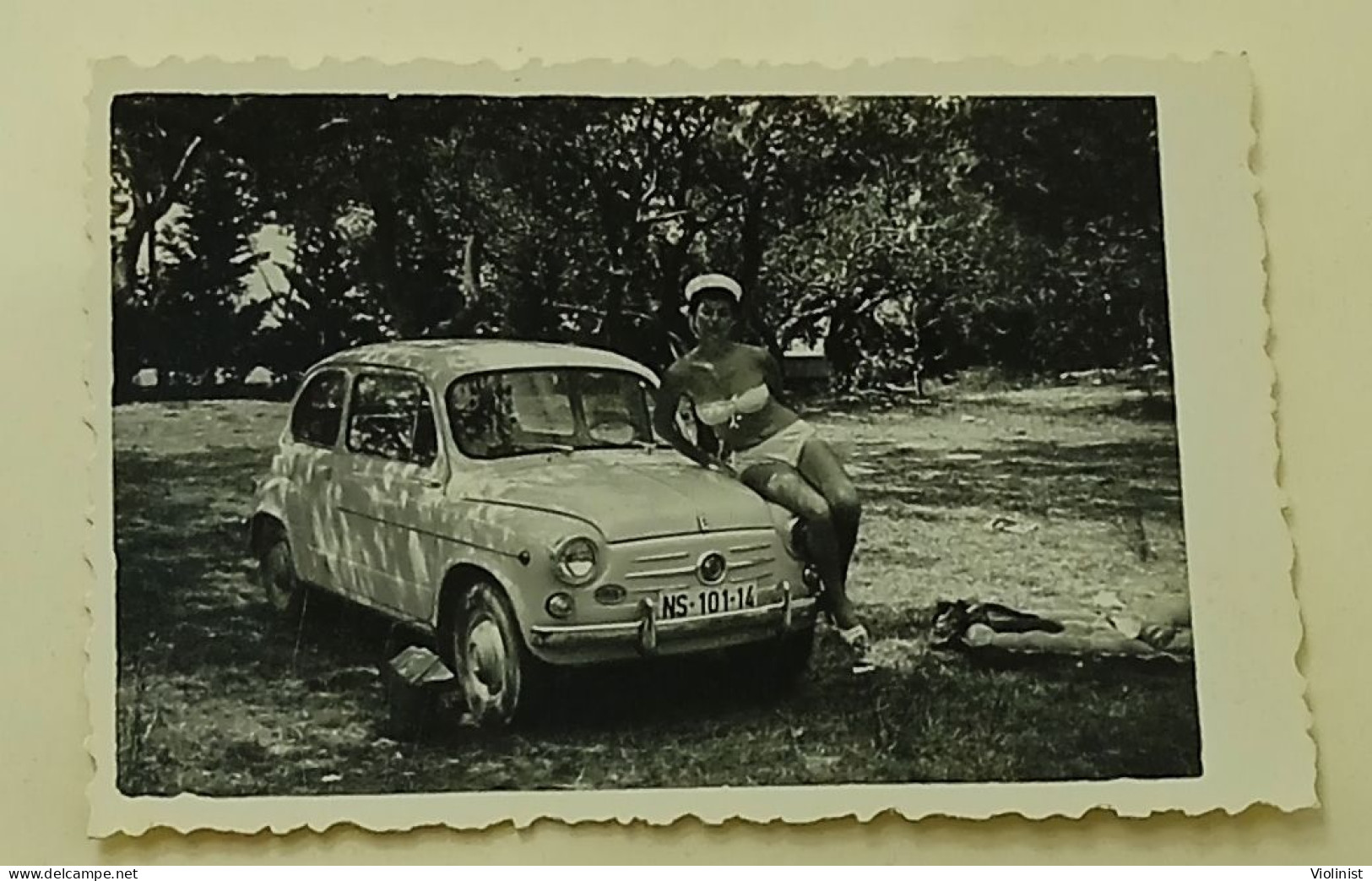 A Woman In A Bikini Poses Sitting On A Small Fiat Car - Cars