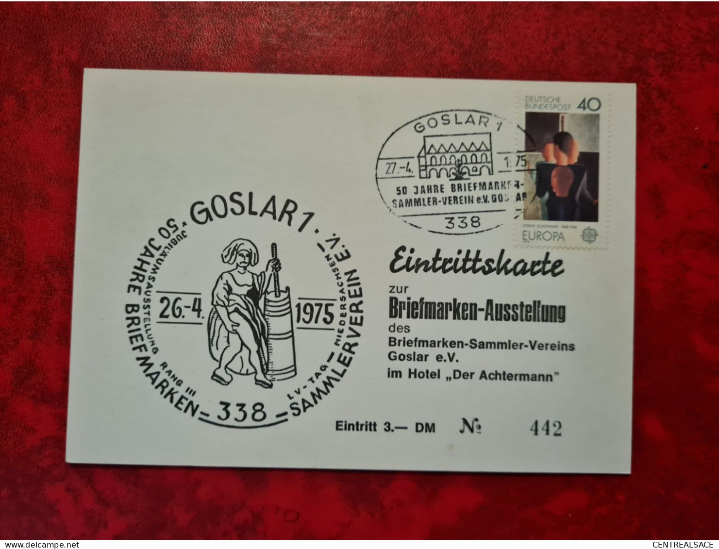 Lettre ALLEMAGNE 1975 CARTE GOSLAR 50 JAHRE BRIEFMARKEN SAMMLERVEREIN - Other & Unclassified