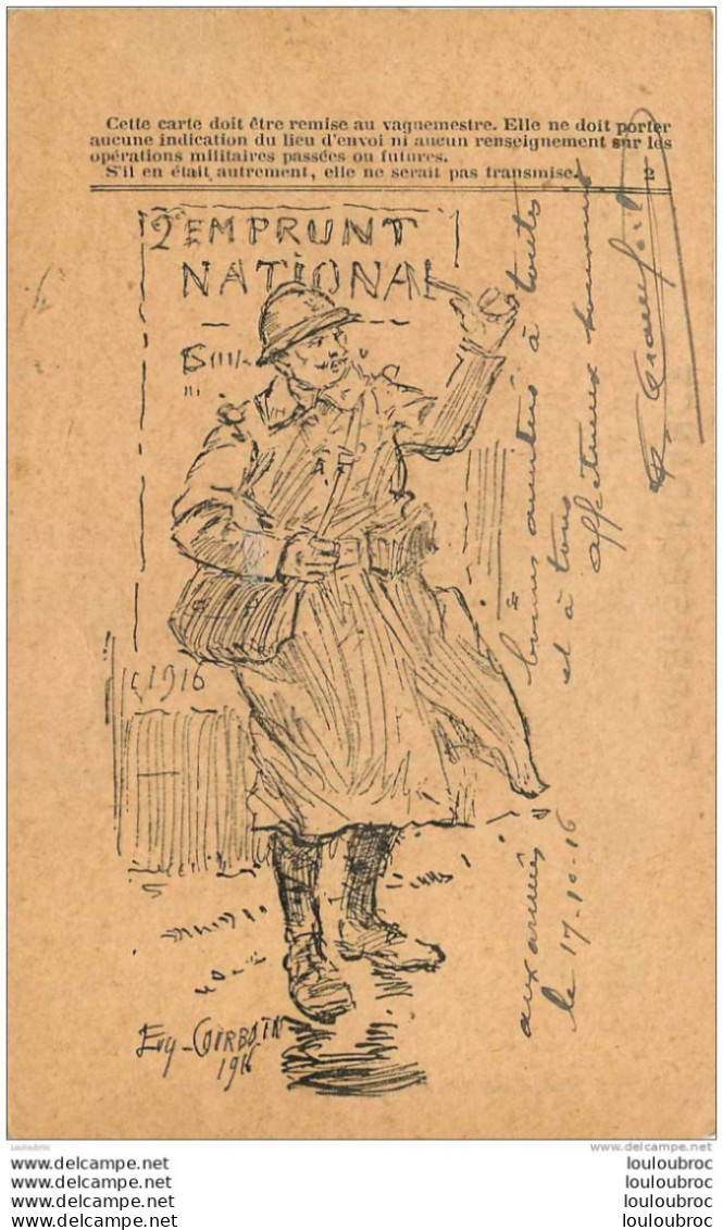 EMPRUNT NATIONAL 1916 ILLUSTRATION EUGENE COURBOIN  CARTE EN FRANCHISE - Otros & Sin Clasificación