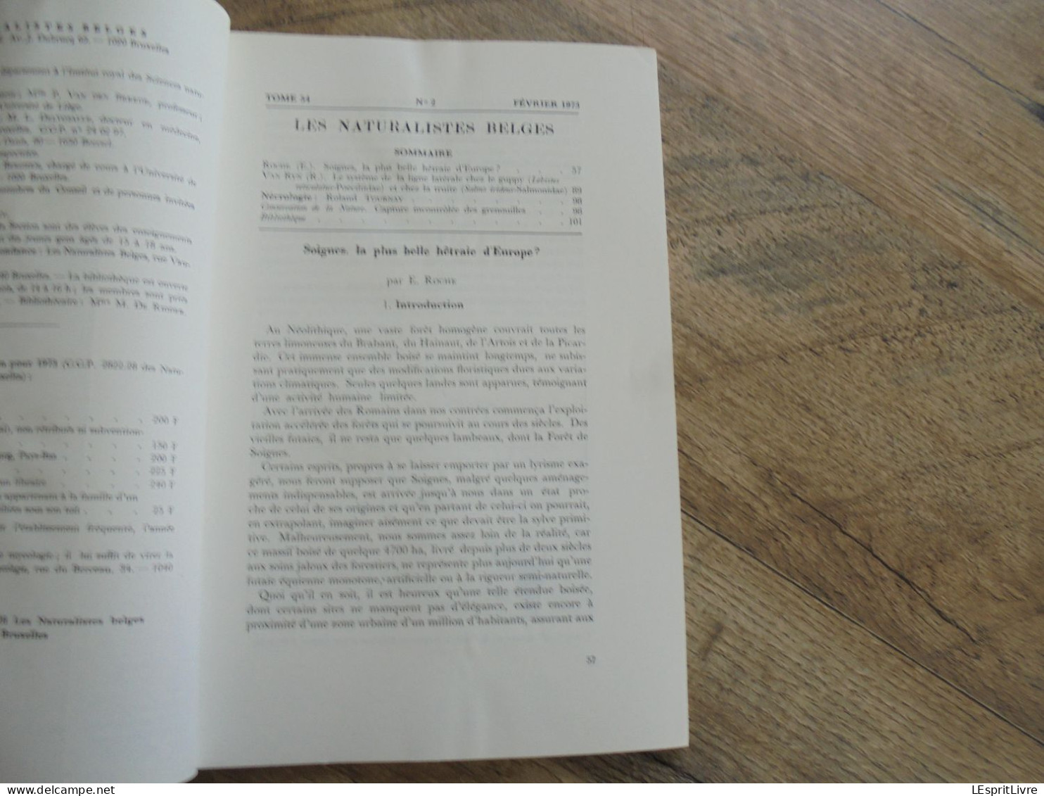 LES NATURALISTES BELGES N° 2 Année 1973 Régionalisme Soignes Hêtre Bois Hêtraie Forêt Guppy Truite Végétation Flore - Bélgica