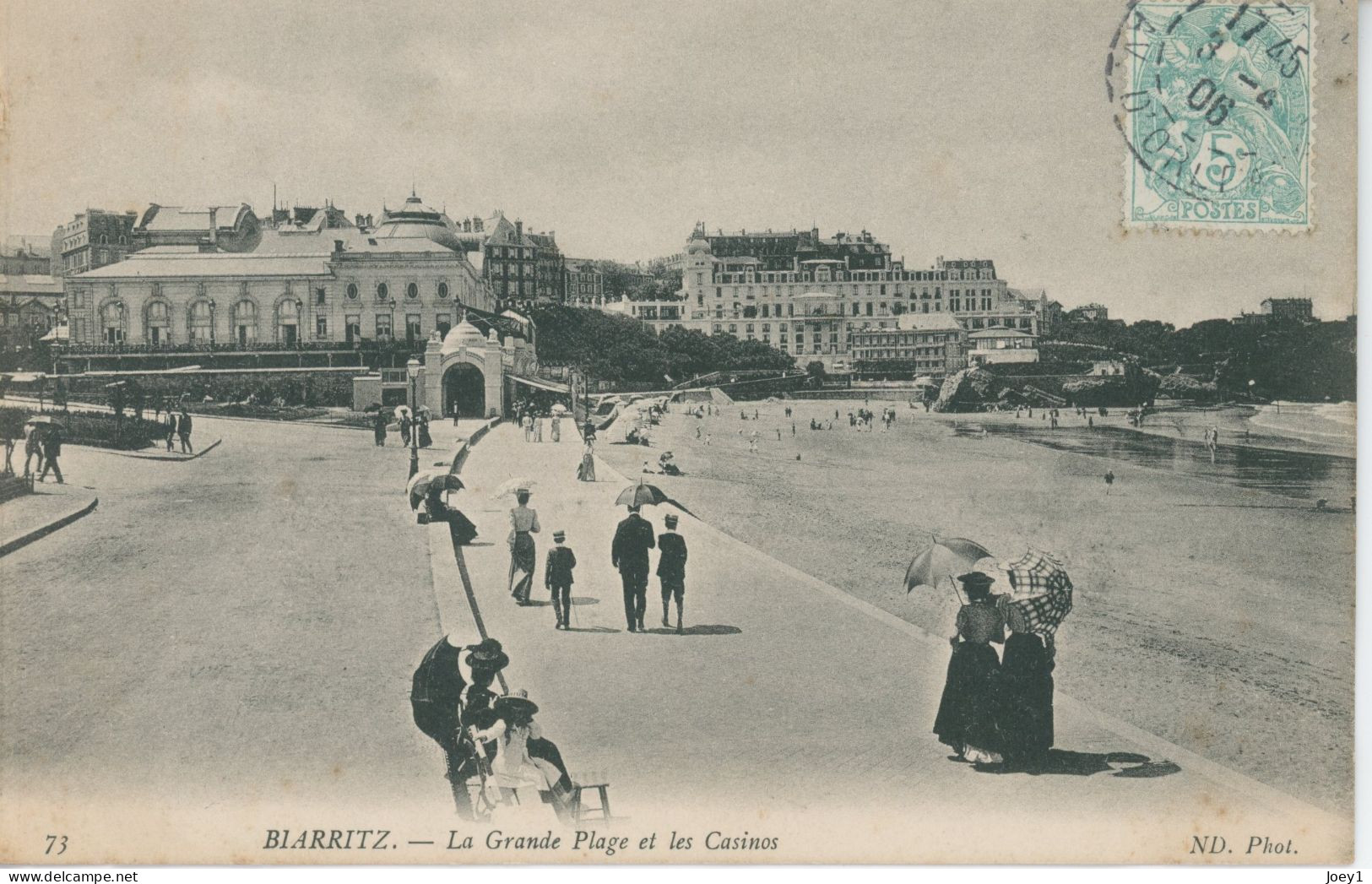 CPA  Biarritz La Grande Plage Et Les Casinos - Biarritz