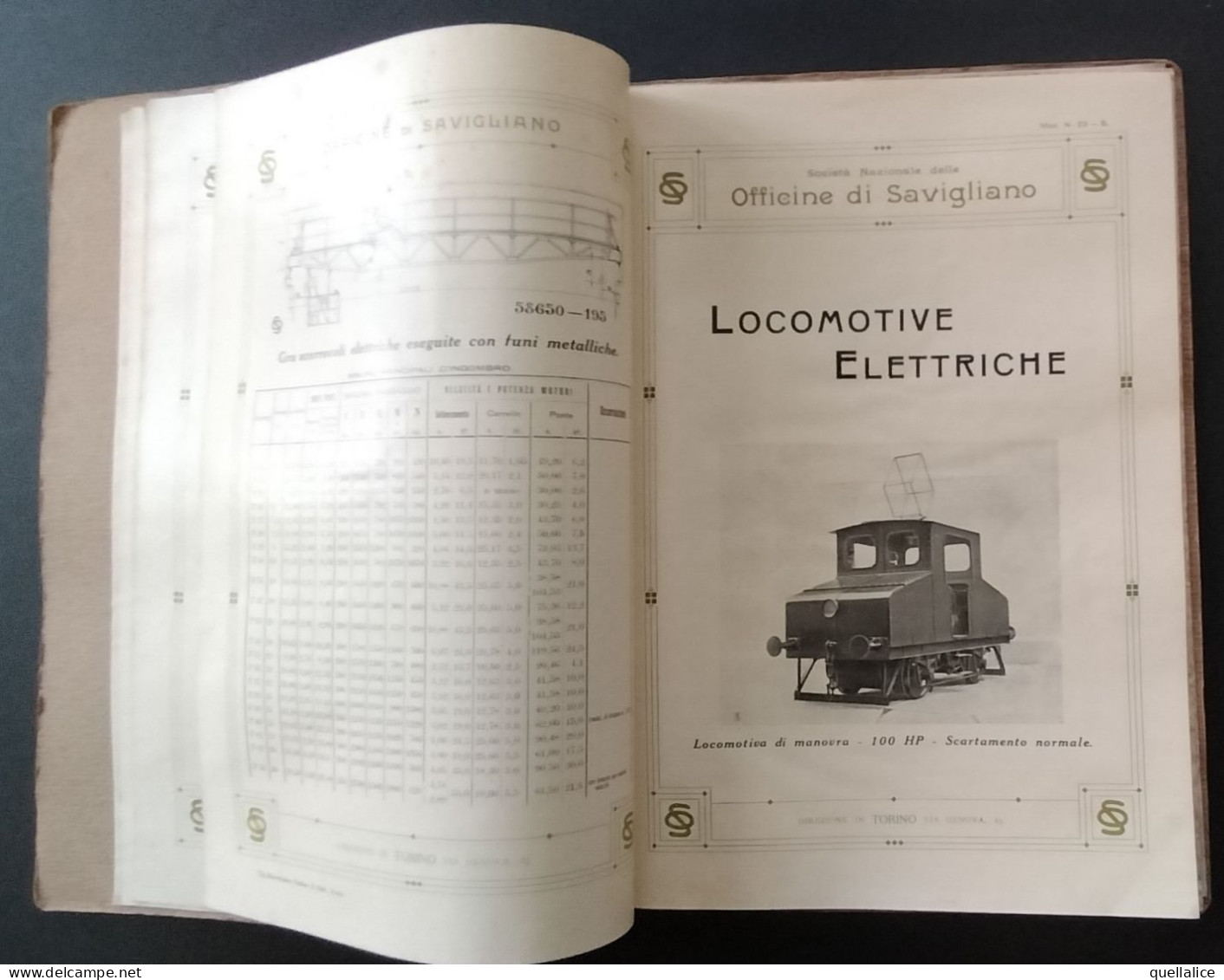 03939 "SOCIETA' NAZIONALE OFFICINE SAVIGLIANO (TO) - LAVORI IMPIANTO DI VIVERONE -SOCIETA' ELETTRICA 1913" ORIG.