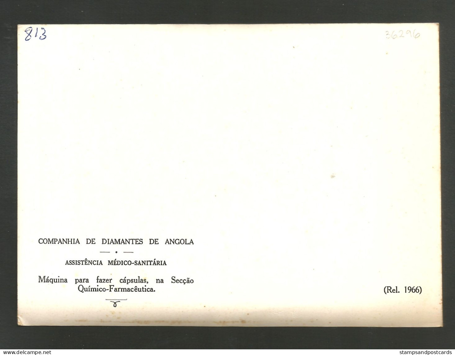 Angola Portugal Carte Diamang Compagnie Diamants Machine à Capsules Pharmaceutique Pharmaceutical Diamond Co. 1966 Card - Angola