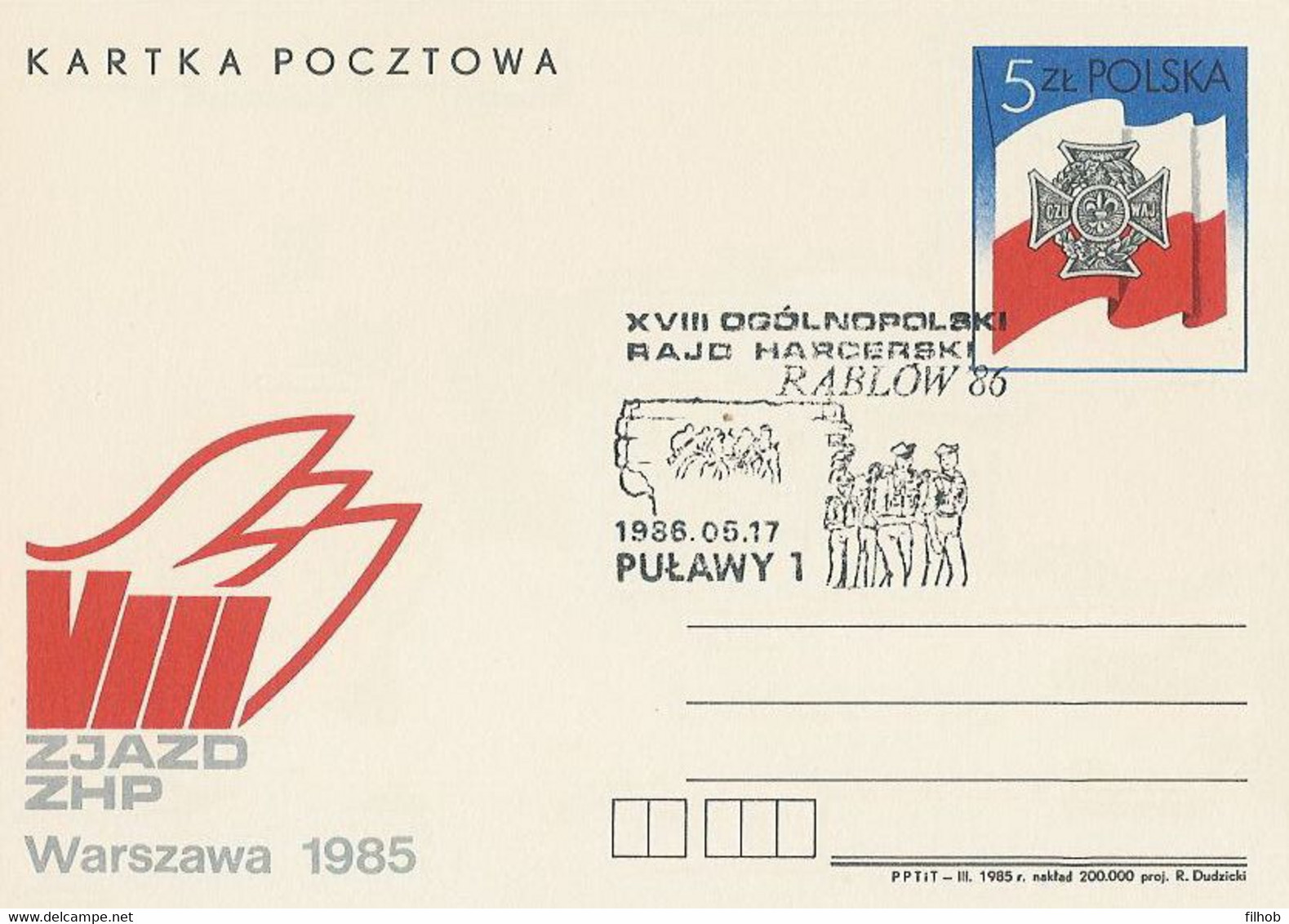 Poland Postmark D86.05.17 PULAWY: Scouting Rally Rablow - Stamped Stationery