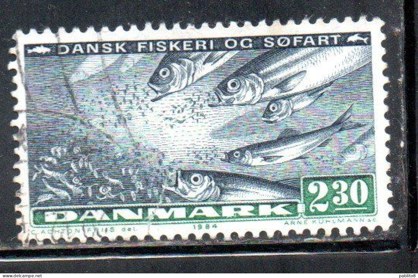 DANEMARK DANMARK DENMARK DANIMARCA 1984 FISHING AND SHIPPING RESEARCH HERRING 2.30k USED USATO OBLITERE - Used Stamps