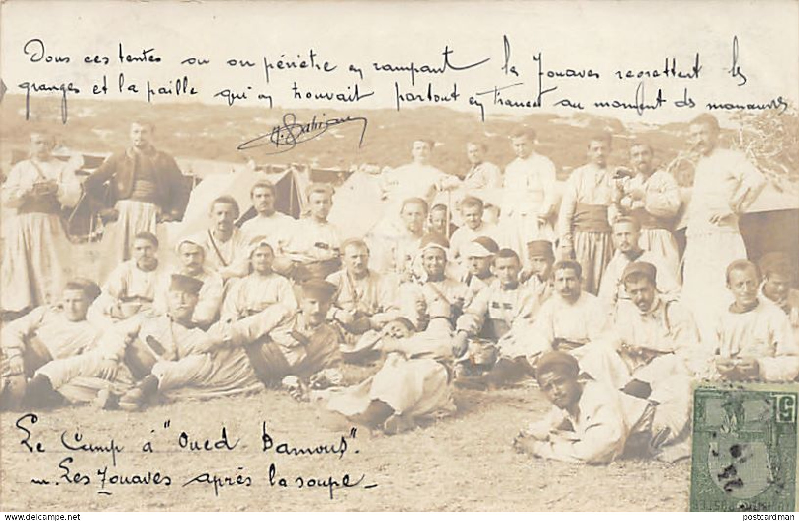 Tunisie - OUED DAMOUS - Les Zouaves Après La Soupe - CARTE PHOTO Datée Du 21 Juillet 1912 - Ed. Inconnu  - Tunisia