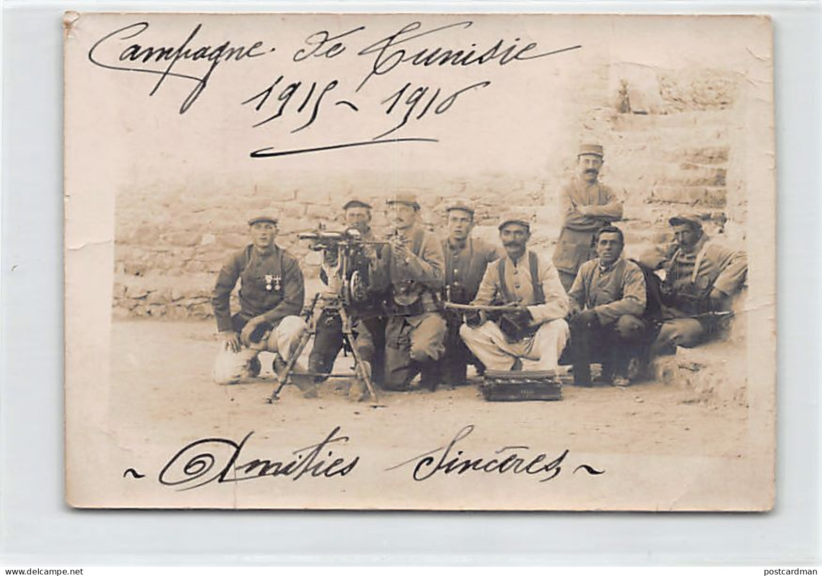 Campagne De Tunisie 1915-1916 - DEBOHAT - Une Mitrailleuse Saint-Étienne Modèle 1907 En Batterie - CARTE PHOTO Datée Du  - Tunisia