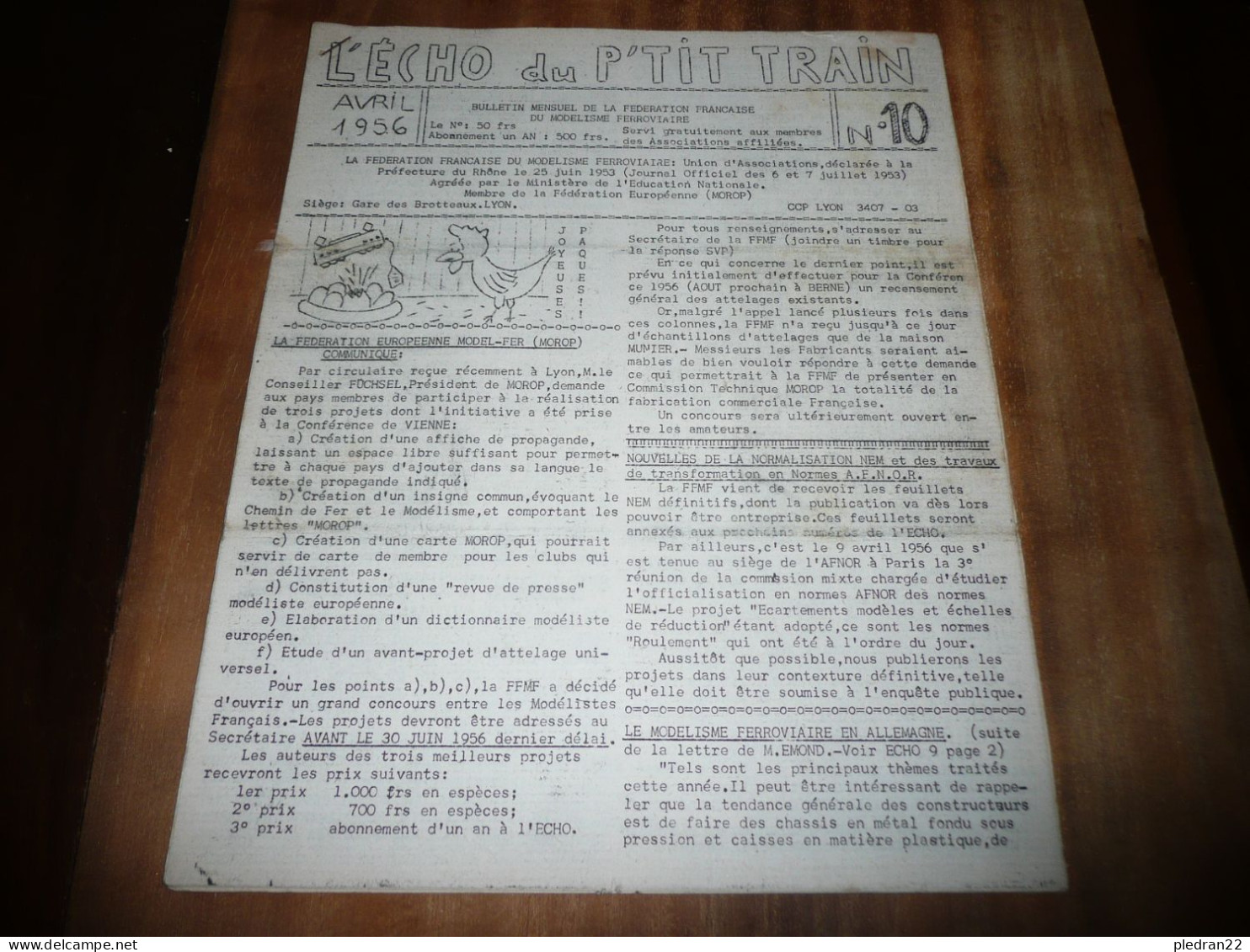 CHEMINS DE FER REVUE L'ECHO DU P'TIT TRAIN N° 10 AVRIL 1956 MODELISME FERROVIAIRE GARE DES BROTTEAUX LYON - Bahnwesen & Tramways