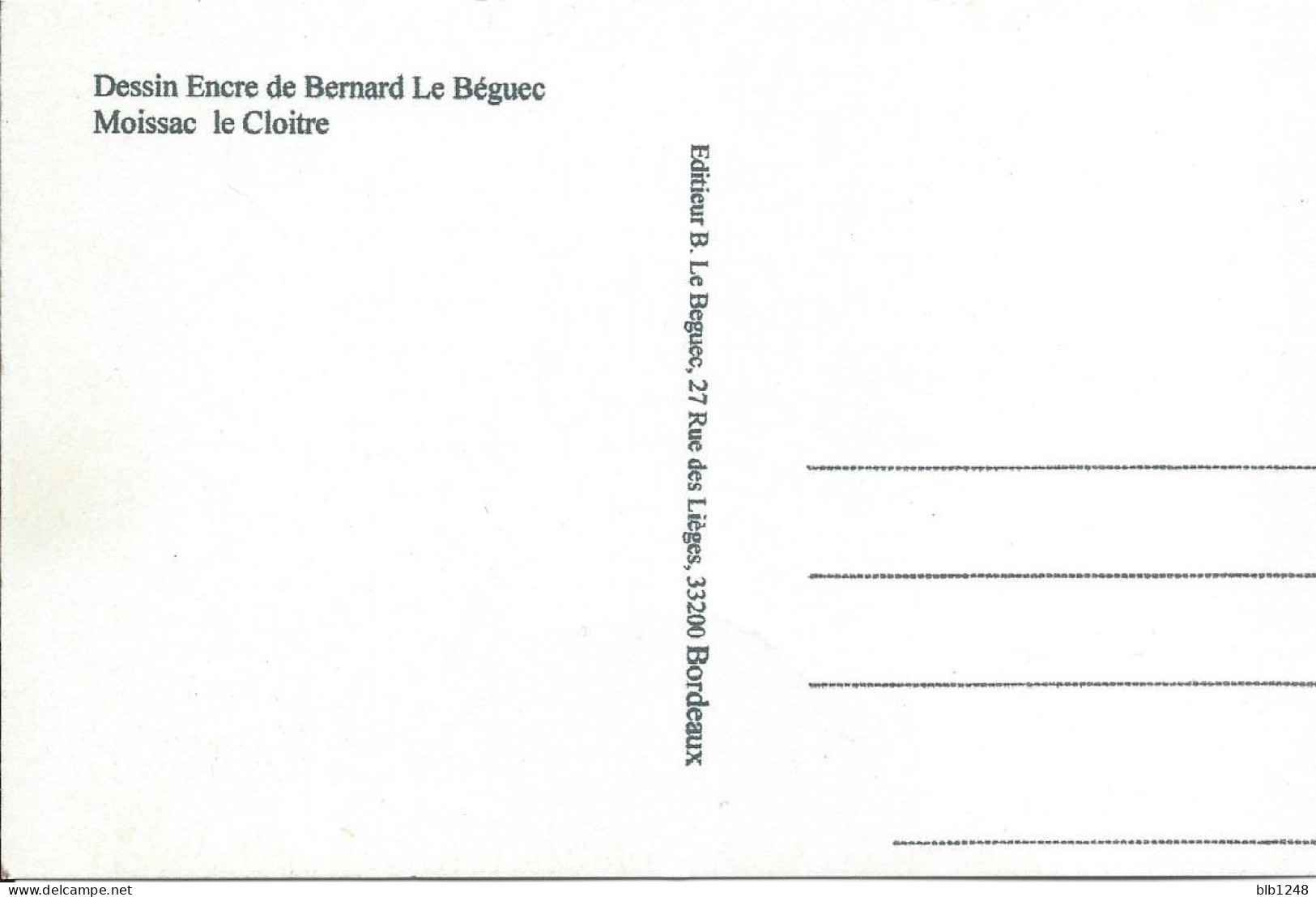 CP [82] Tarn Et Garonne > Moissac Le Cloitre 01 Dessin Encre De Bernard Le Beguec - Moissac