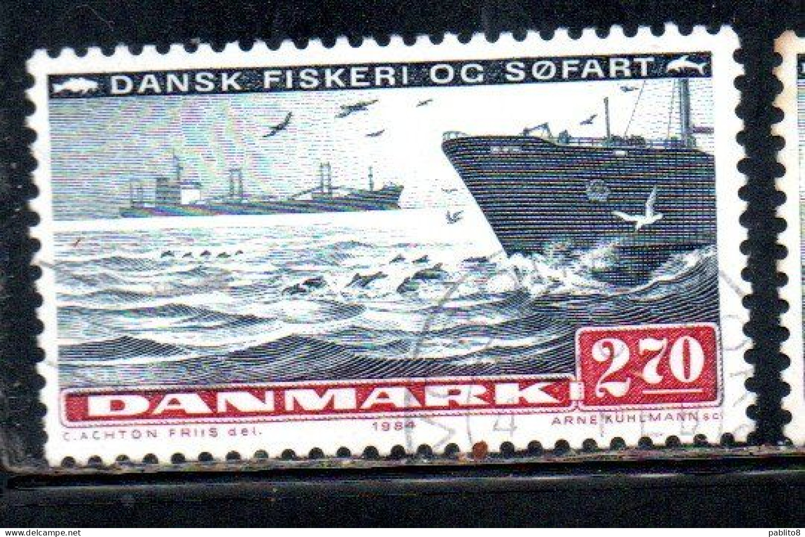 DANEMARK DANMARK DENMARK DANIMARCA 1984 FISHING AND SHIPPING SEA TRANSPORT 2.70k USED USATO OBLITERE - Oblitérés