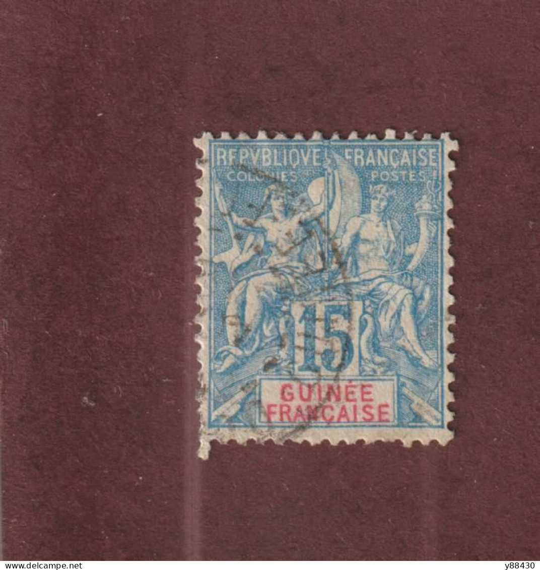 GUINÉE - Ex. Colonie Française - N° 6 De 1892 -  Oblitéré - Type Colonies . 15c. Bleu - 2 Scan - Used Stamps