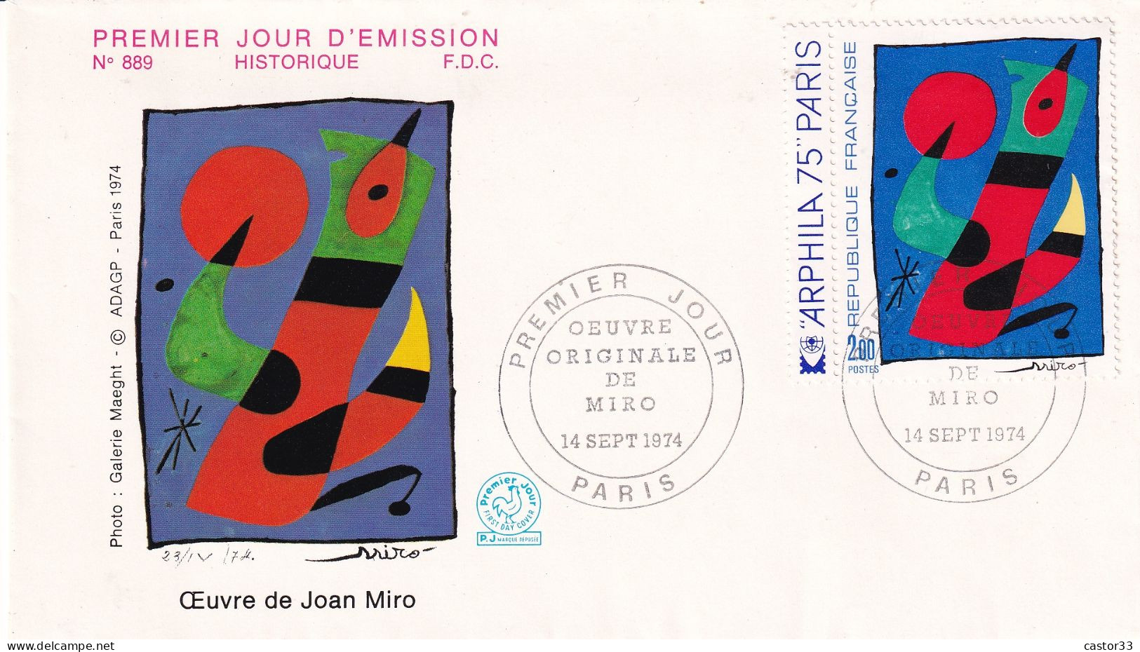 1er Jour, Arphila 75, Juan Miro - 1970-1979