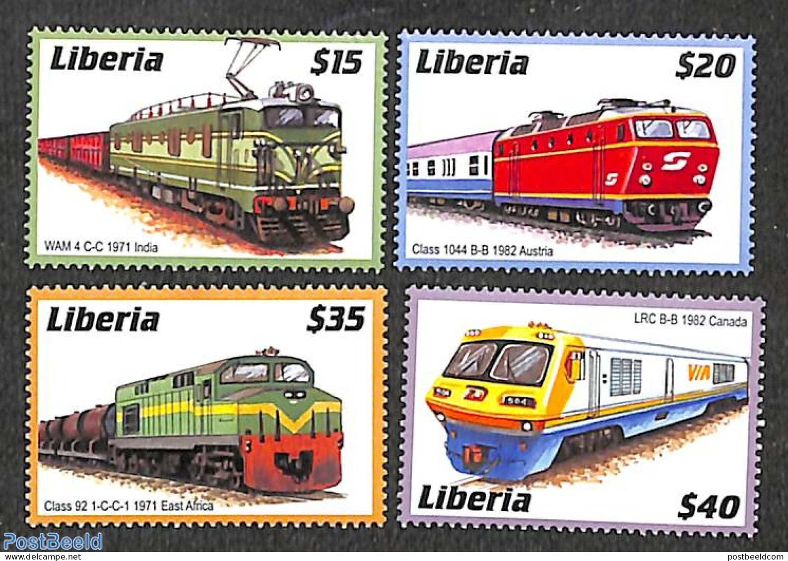 Liberia 2001 LOcomotives 4v, Mint NH, Transport - Railways - Trains