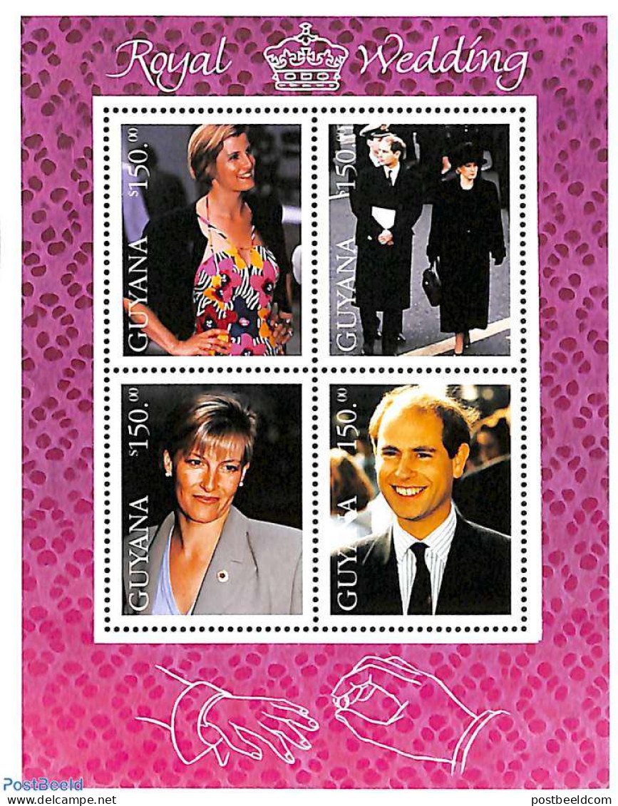 Guyana 1999 Prince Edward & Sophie Wedding 4v M/s, Mint NH, History - Kings & Queens (Royalty) - Royalties, Royals