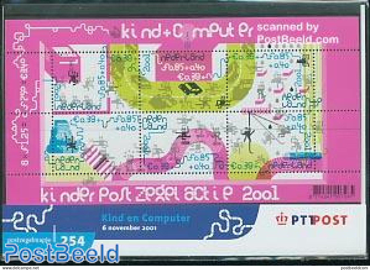 Netherlands 2001 Child Welfare Presentation Pack 254, Mint NH, Science - Transport - Computers & IT - Automobiles - Unused Stamps