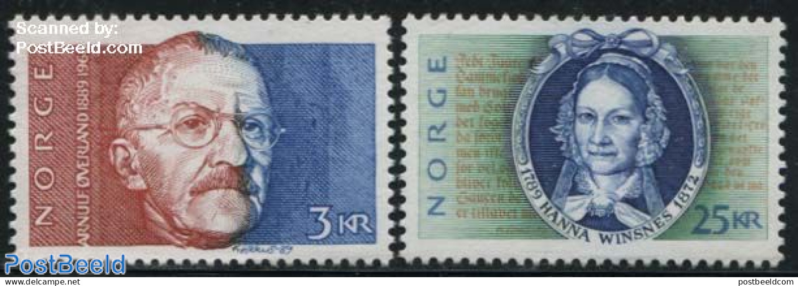 Norway 1989 Authors 2v, Mint NH, Art - Authors - Unused Stamps
