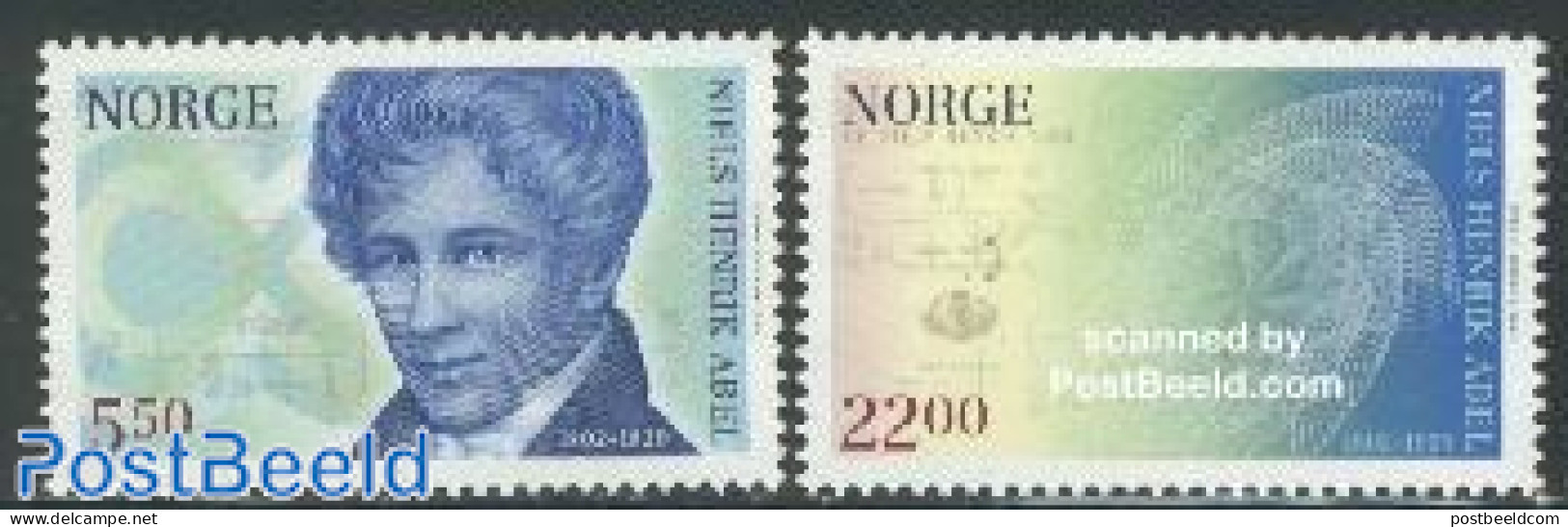 Norway 2002 Niels Abel 2v, Mint NH, Science - Statistics - Neufs
