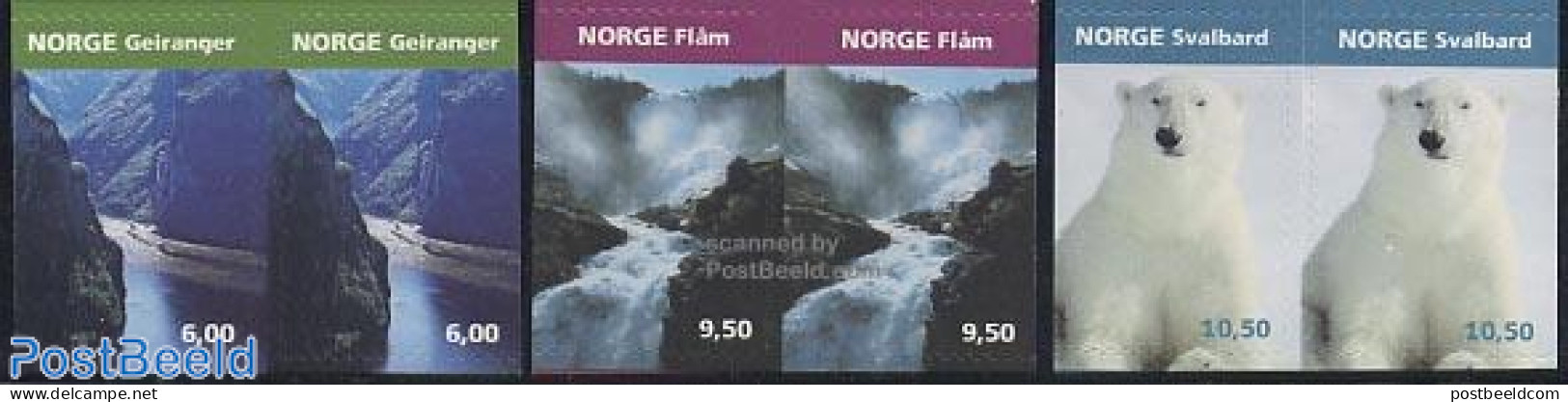 Norway 2005 Tourism 3x2v [:] S-a, Mint NH, Nature - Various - Bears - Water, Dams & Falls - Tourism - Neufs
