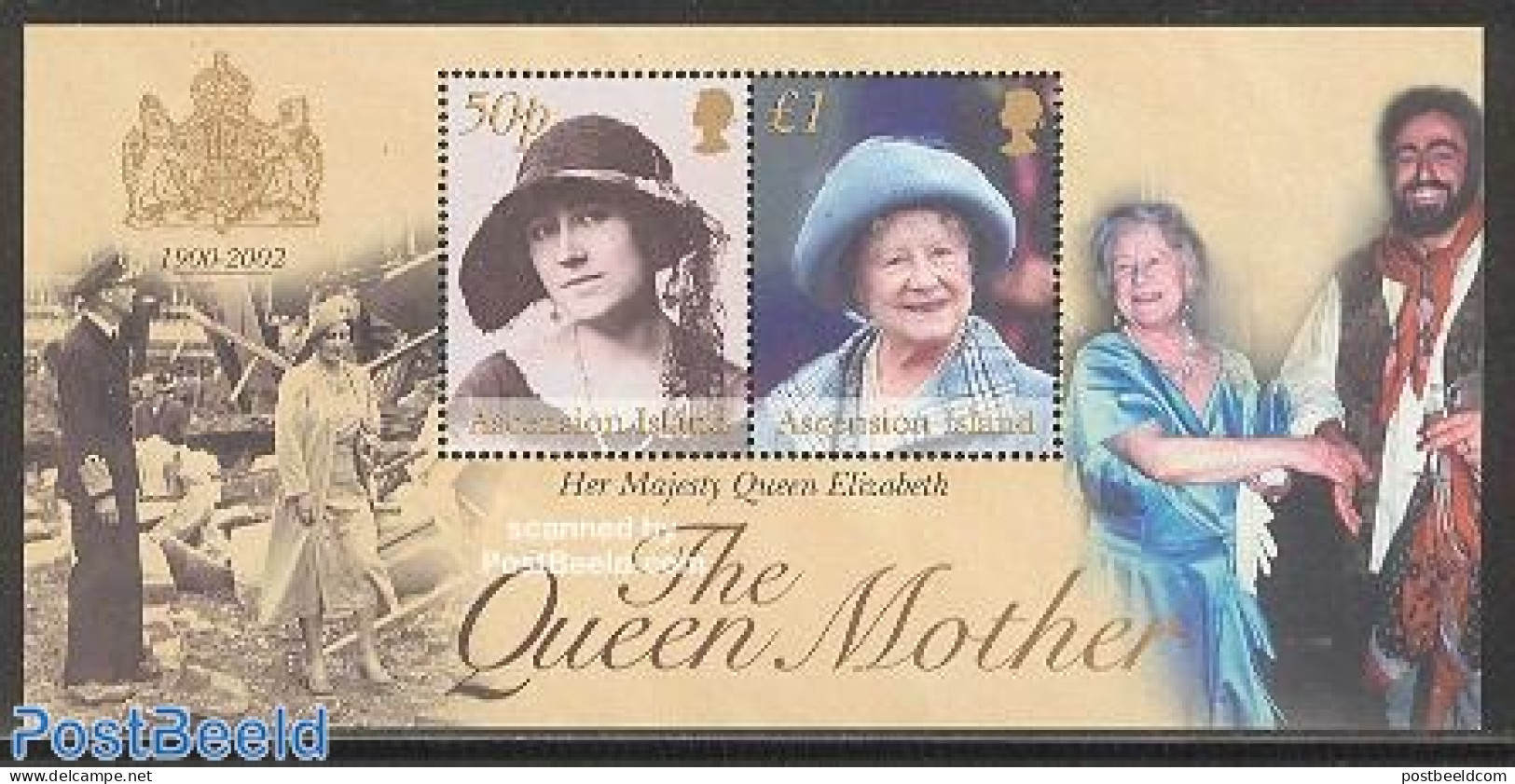 Ascension 2002 Queen Mother S/s, Mint NH, History - Kings & Queens (Royalty) - Royalties, Royals