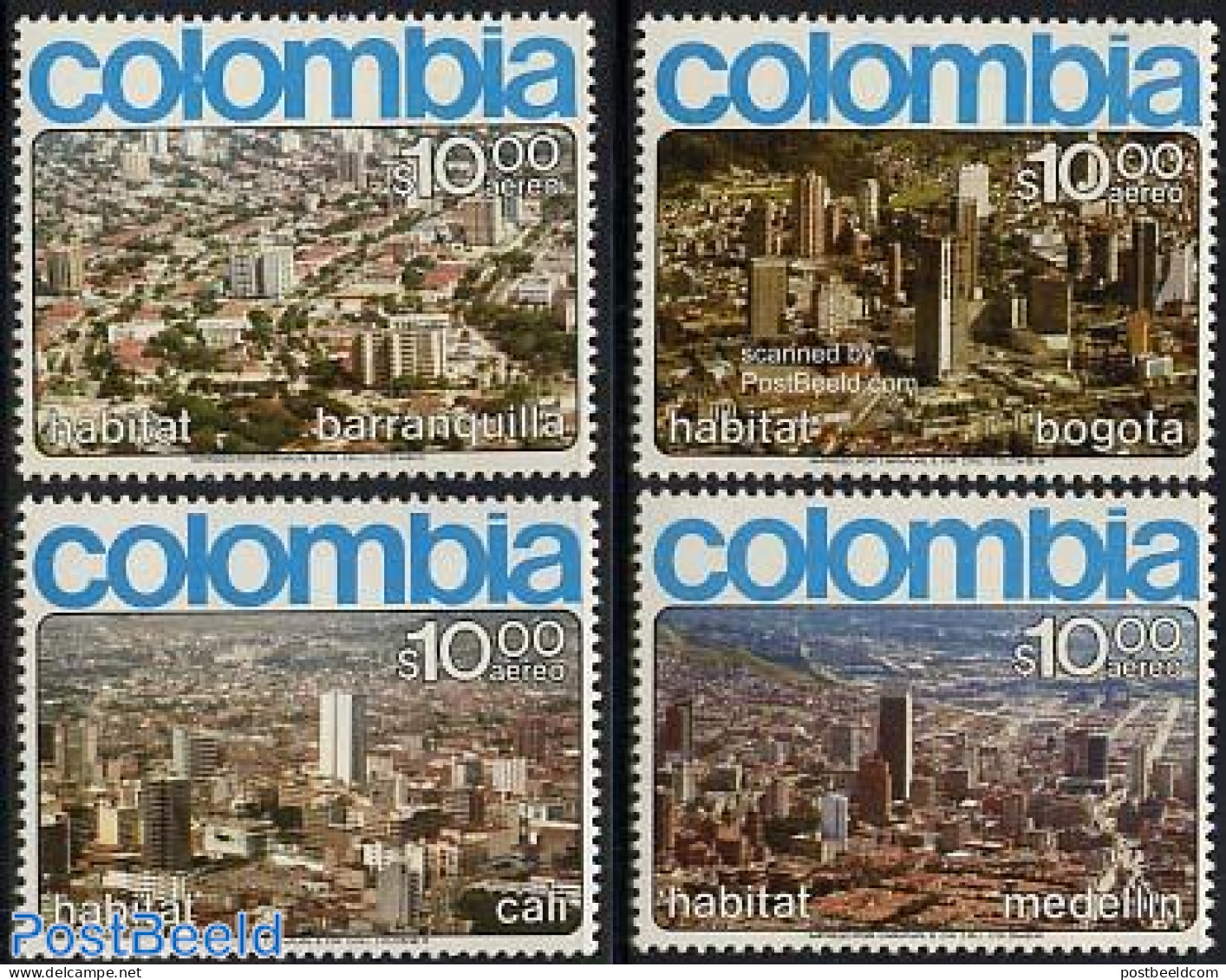 Colombia 1976 UN Habitat Conference 4v, Mint NH, History - United Nations - Art - Modern Architecture - Colombie