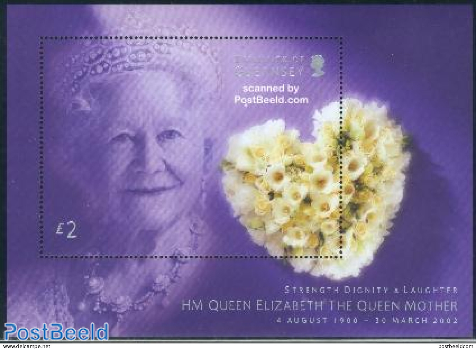 Guernsey 2002 Queen Mother S/s, Mint NH, History - Nature - Kings & Queens (Royalty) - Flowers & Plants - Royalties, Royals