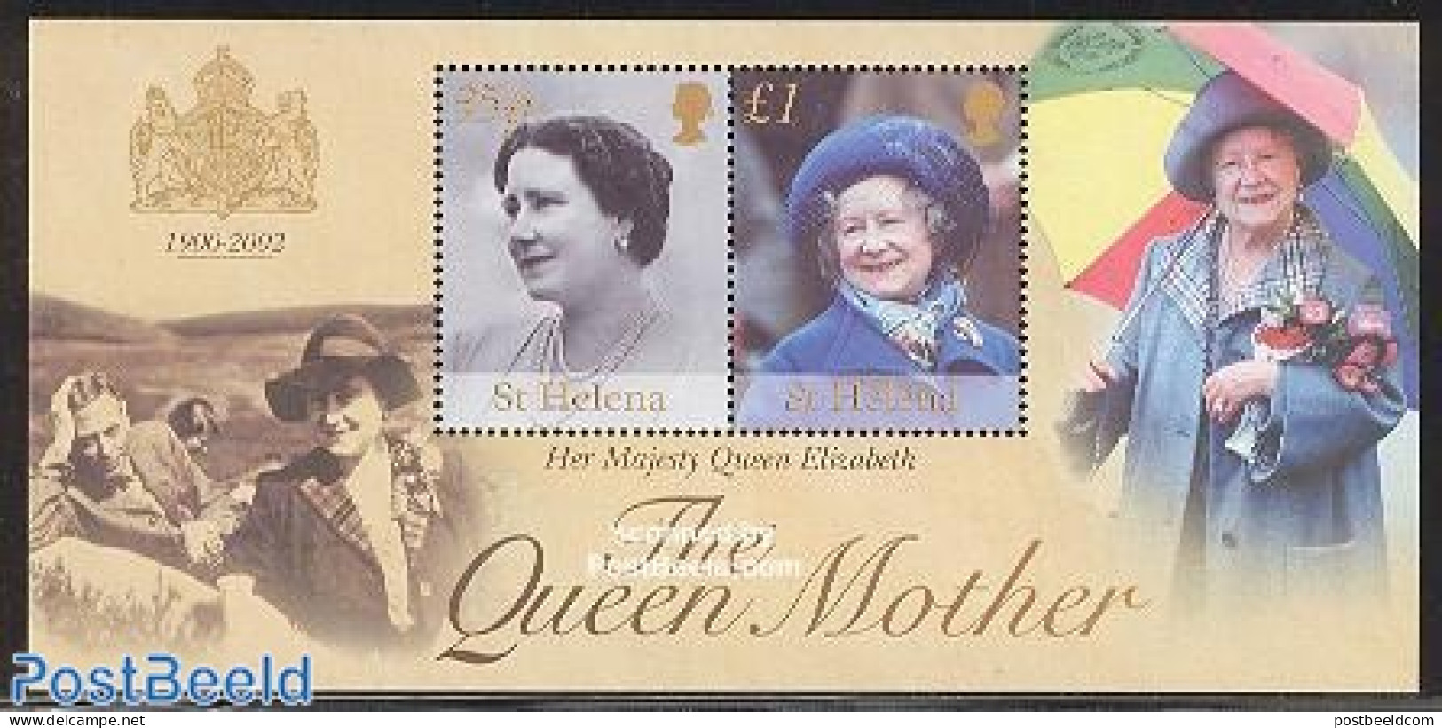 Saint Helena 2002 Queen Mother S/s, Mint NH, History - Kings & Queens (Royalty) - Royalties, Royals