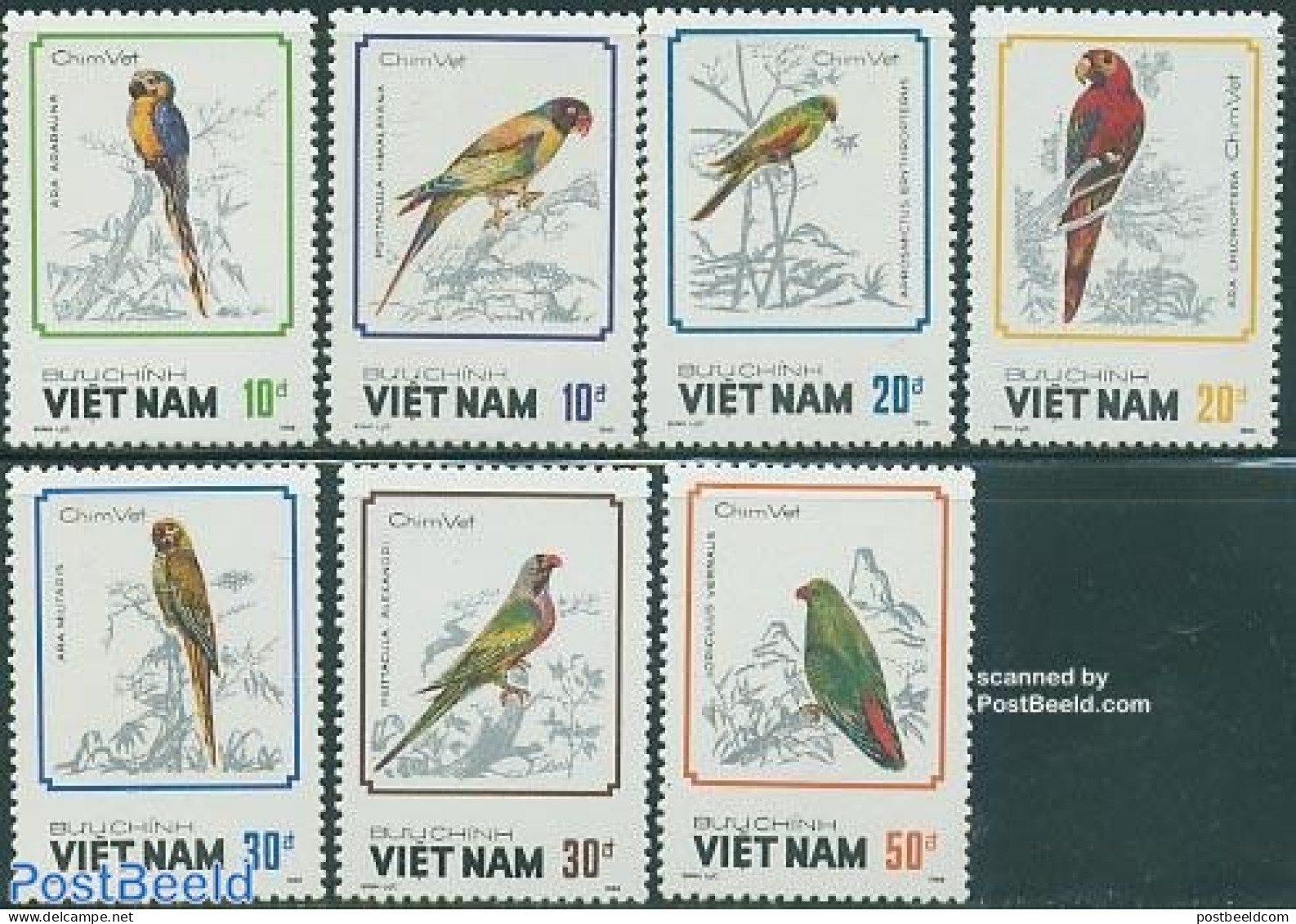 Vietnam 1988 Parrots 7v, Mint NH, Nature - Birds - Parrots - Altri & Non Classificati