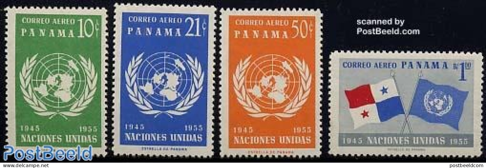 Panama 1958 10 Years UNO 4v, Mint NH, History - Flags - United Nations - Panama