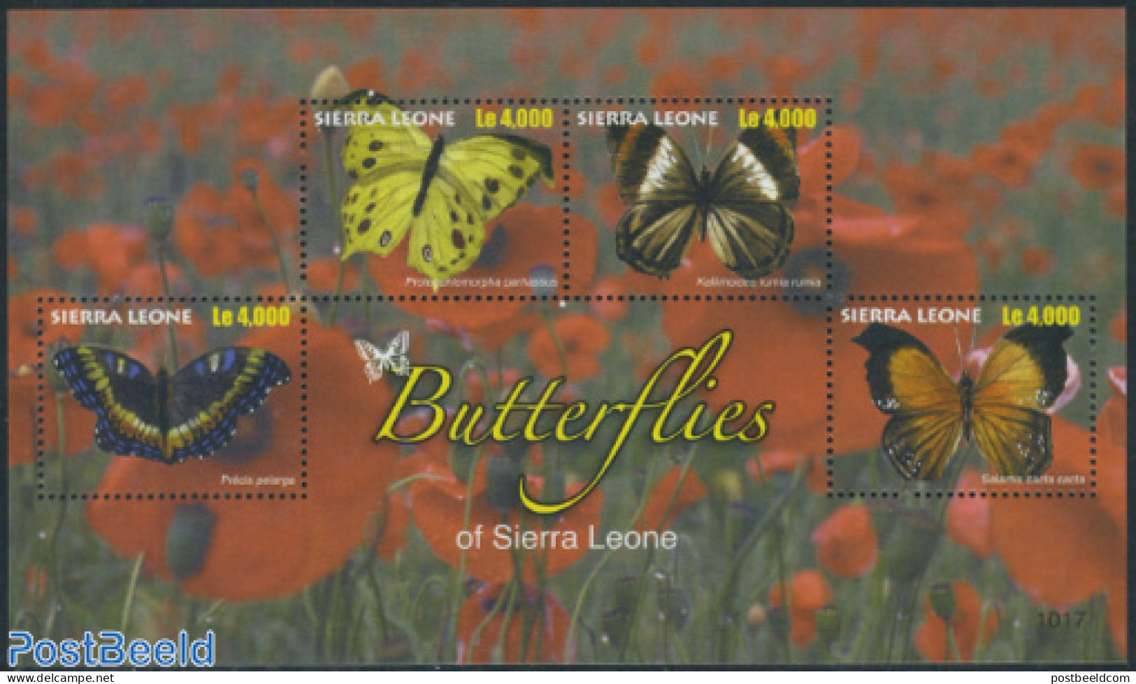 Sierra Leone 2010 Butterflies 4v M/s, Mint NH, Nature - Butterflies - Other & Unclassified